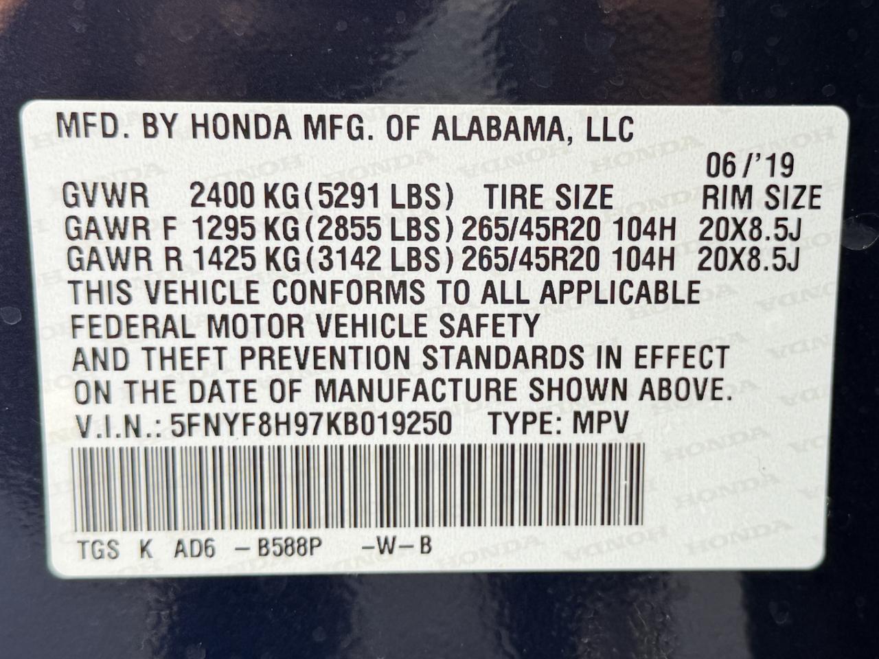 Honda Passport Touring AWD 2019