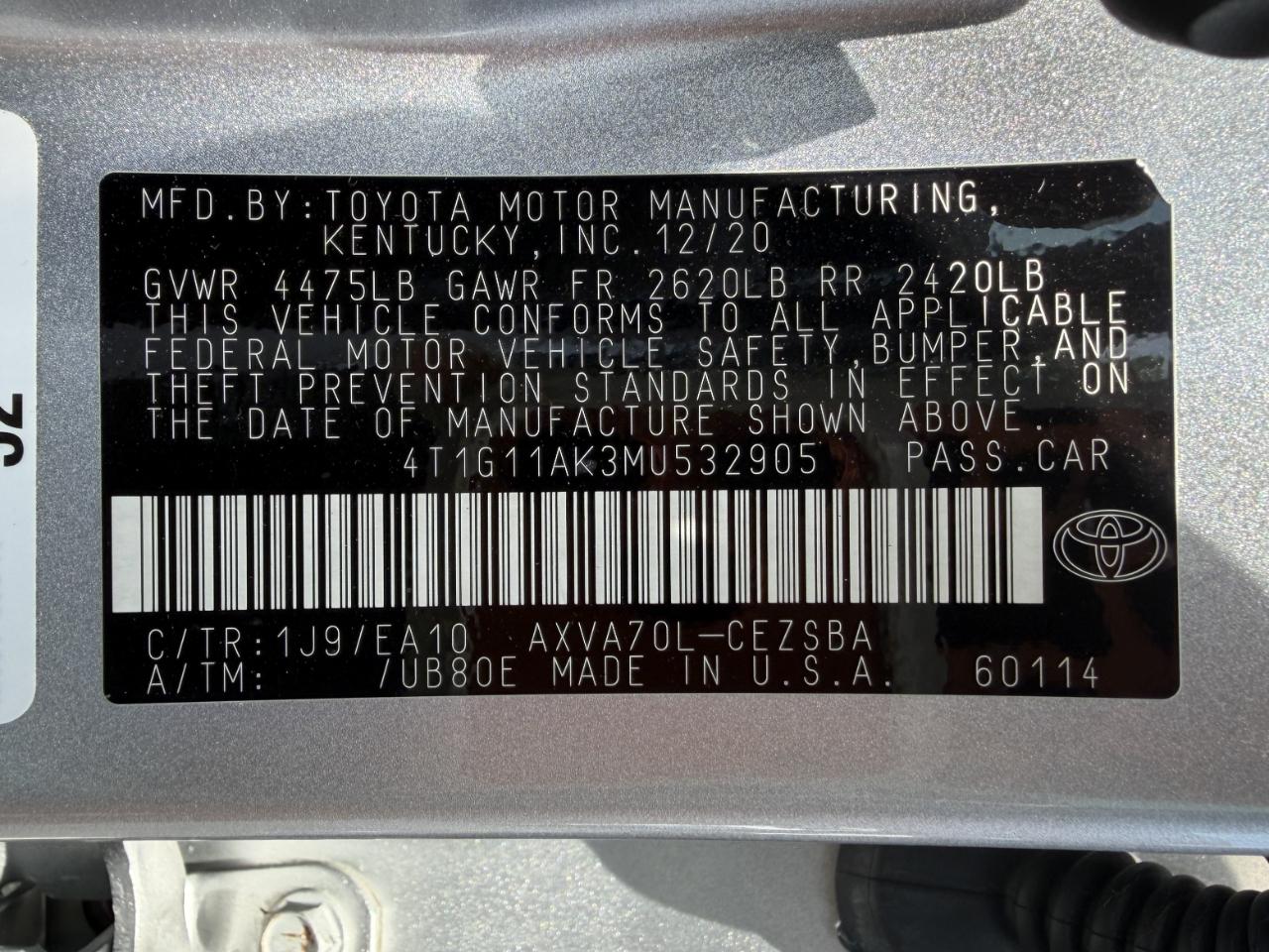 Toyota Camry SE 2021