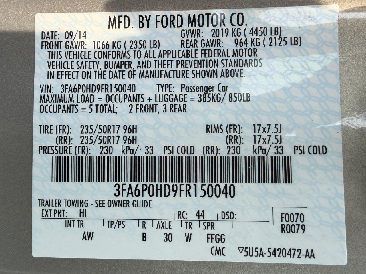 Ford Fusion SE 2015