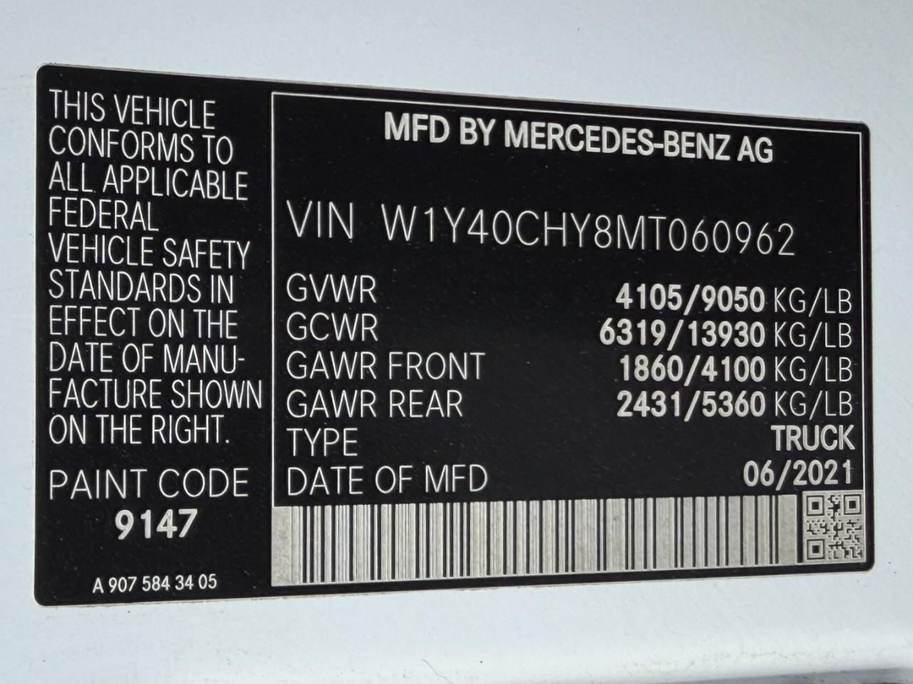 Mercedes-Benz Sprinter 2500 170-in. WB 2021