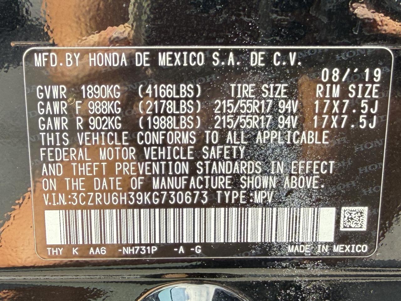 Honda HR-V LX AWD 2019