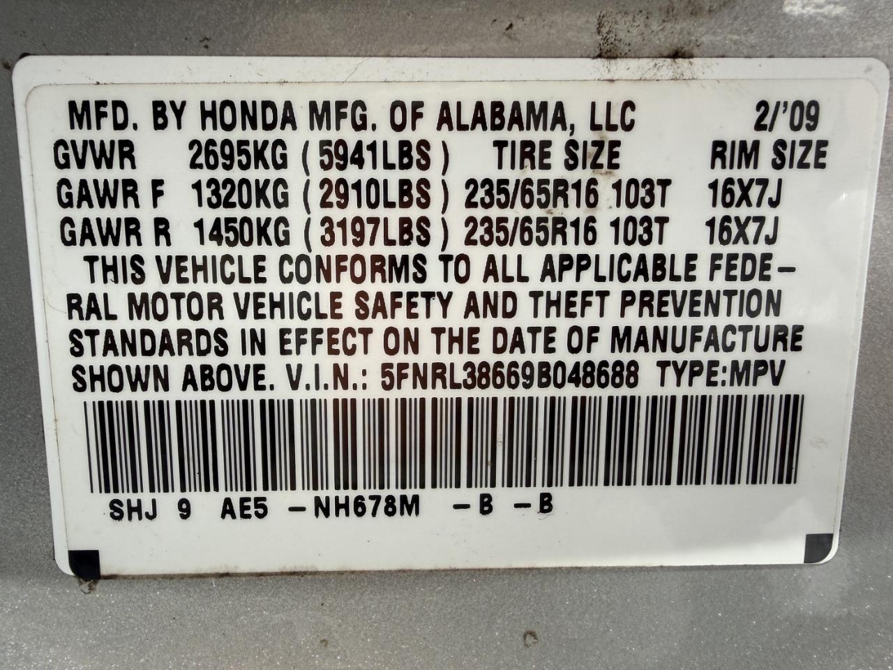 Honda Odyssey EX-L 2009