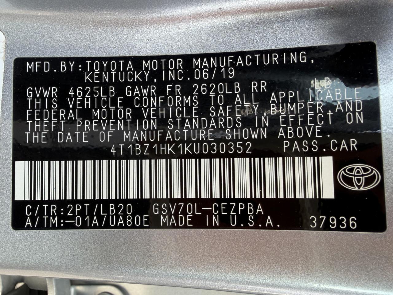Toyota Camry XSE V6 2019