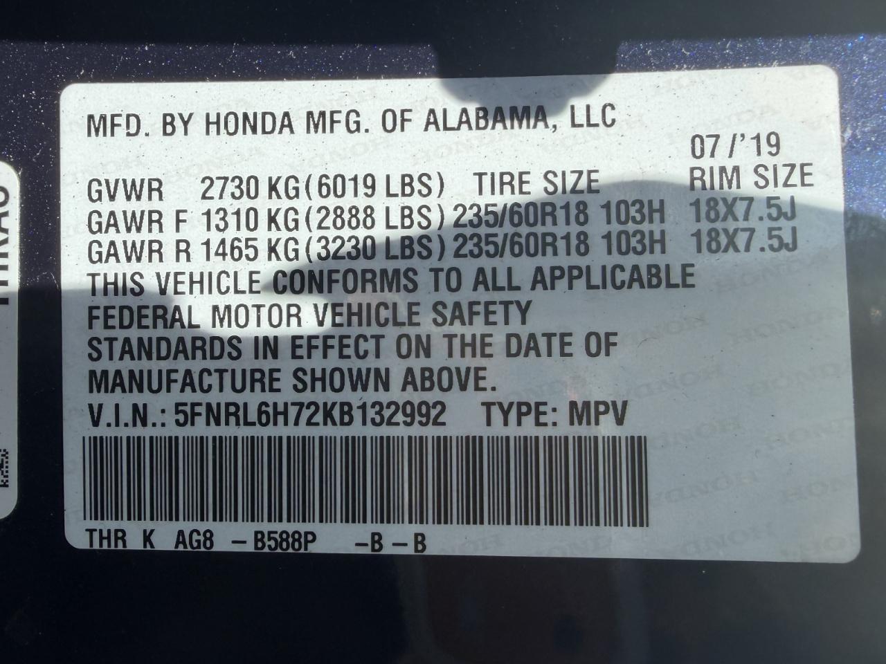 Honda Odyssey EX-L 2019