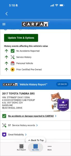 Toyota Tundra SR5 4.6L V8 Double Cab 2WD 2017