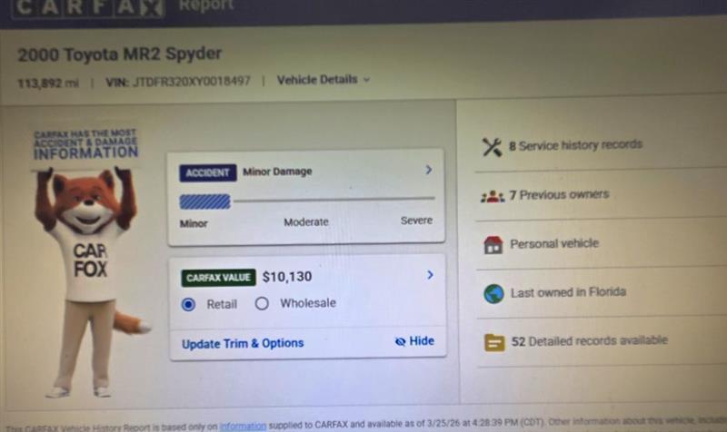 Toyota MR2 Spyder Base 2000