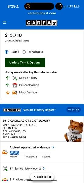 Cadillac CTS 2.0L Turbo Luxury RWD 2017 Cadillac CTS 2.0L Turbo Luxury RWD 2017