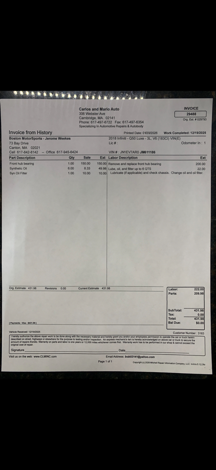 Infiniti Q50 3.0t Sport AWD 2018