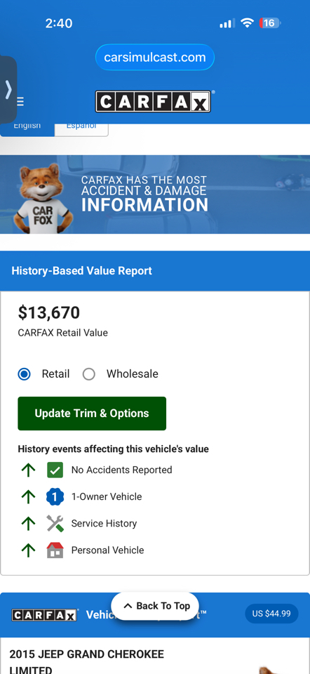 Jeep Grand Cherokee Limited 4WD 2015