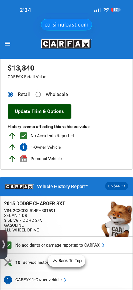 Dodge Charger SXT AWD 2015