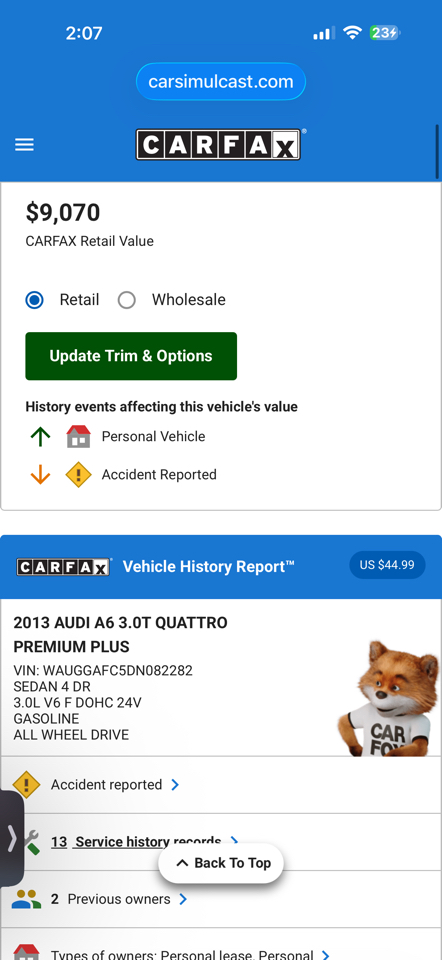 Audi A6 3.0T quattro Tiptronic 2013