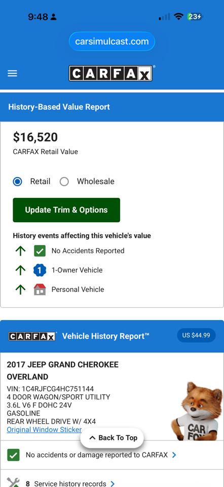 Jeep Grand Cherokee Overland 4WD 2017