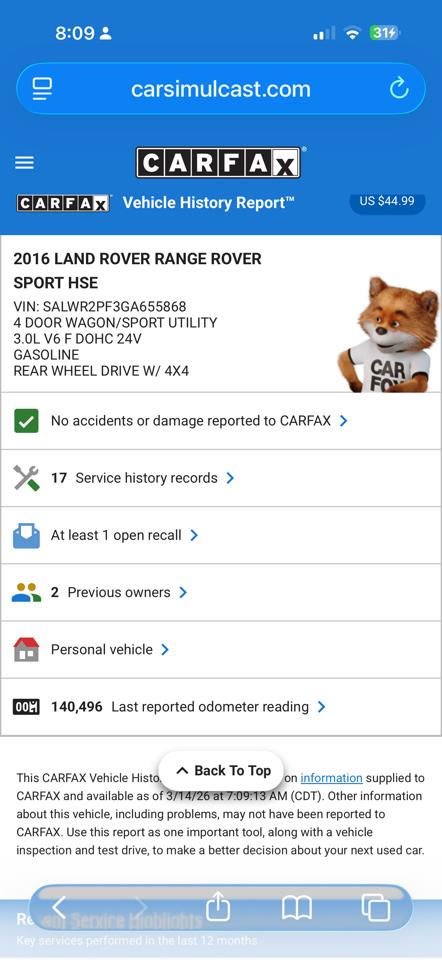 Land Rover Range Rover Sport HSE 2016