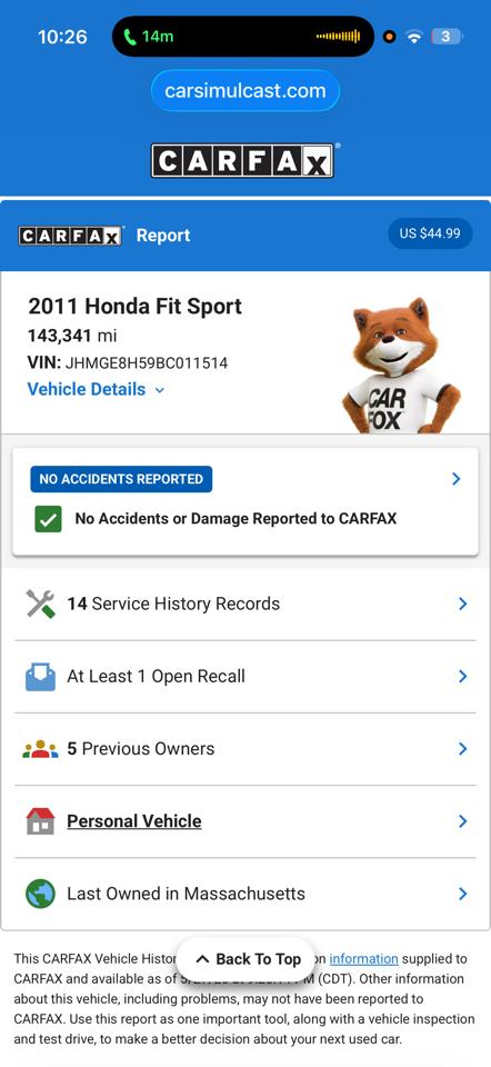 Honda Fit Sport 5-Speed AT 2011