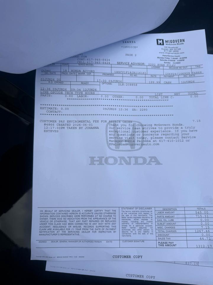 Honda Accord LX CVT 2018