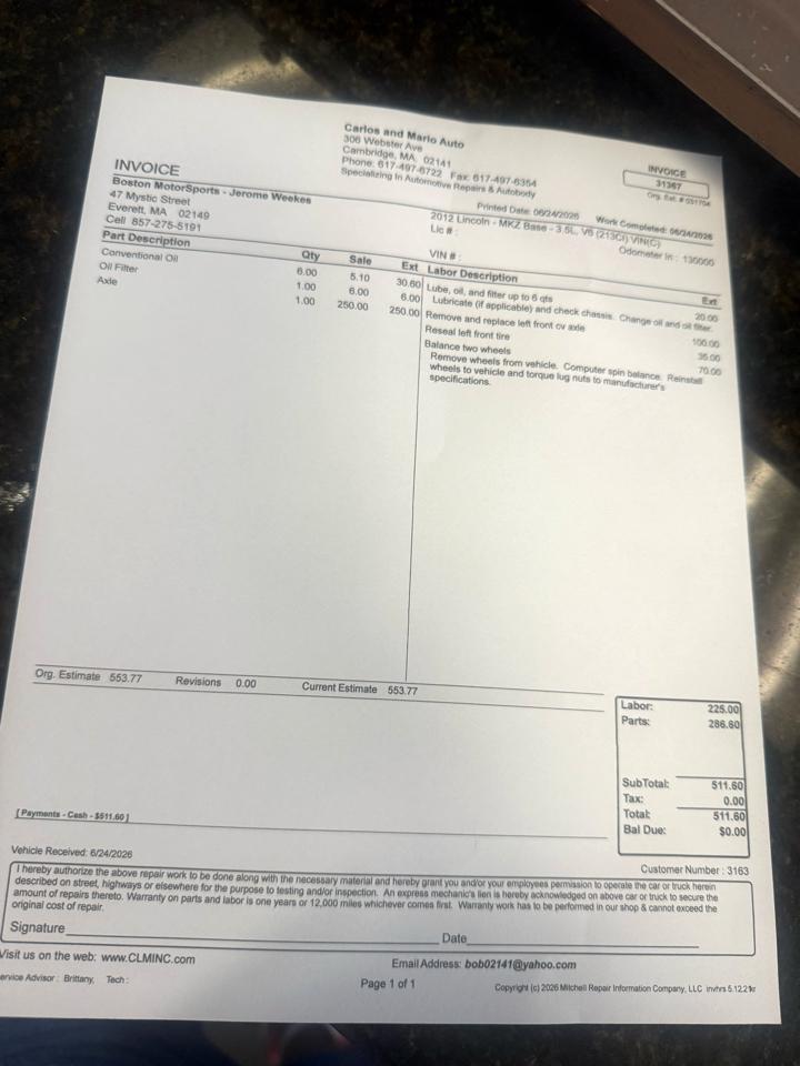 Lincoln MKZ AWD 2012