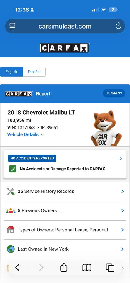 Chevrolet Malibu LT 2018