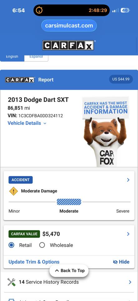 Dodge Dart SXT 2013