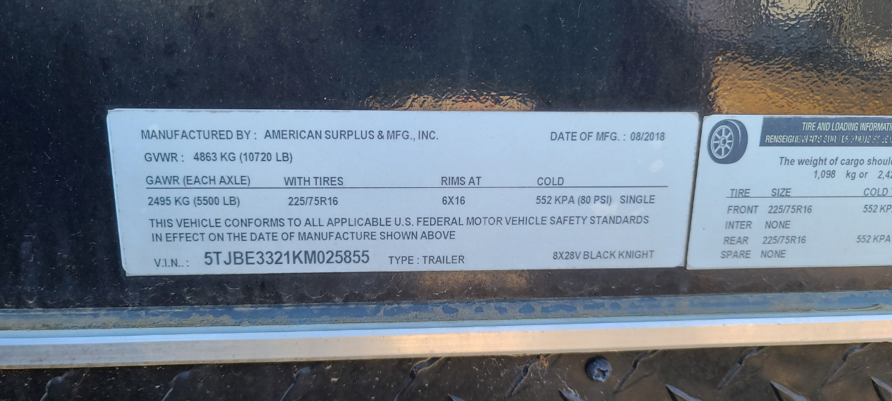 Ice Castle 8x28 Black Knight  2019 Ice Castle 8x28 Black Knight  2019