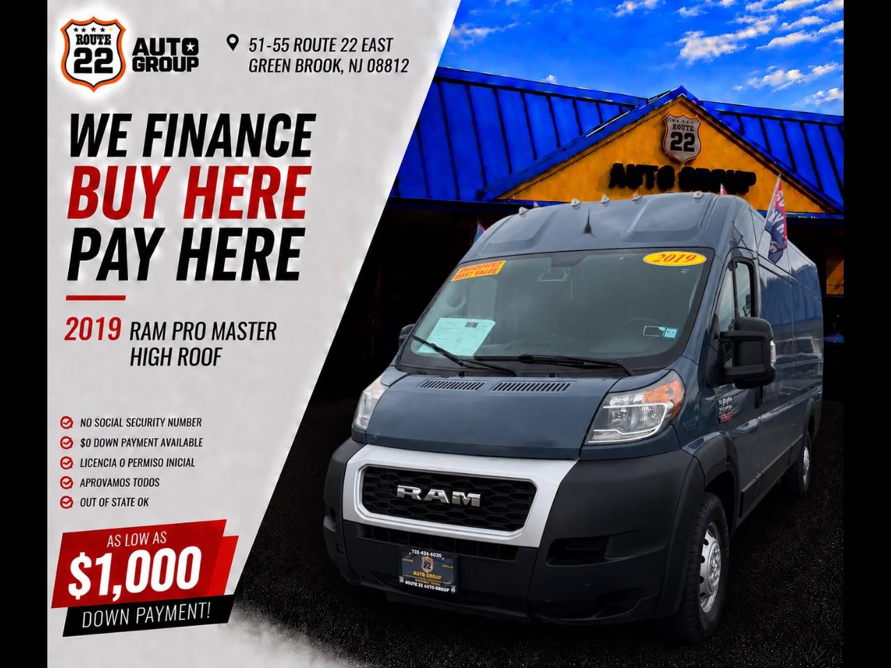 RAM Promaster 3500 High Roof w/Extended Length 2019