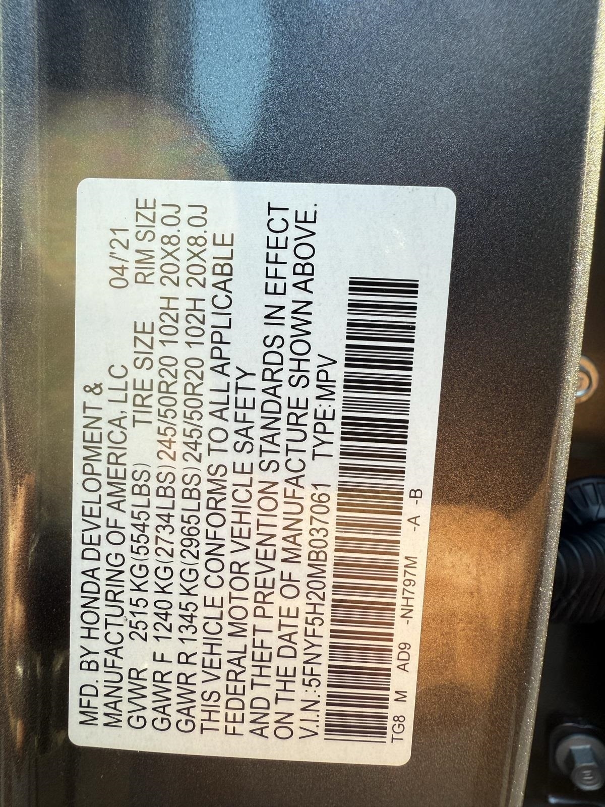 Honda Pilot SE 2WD 2021