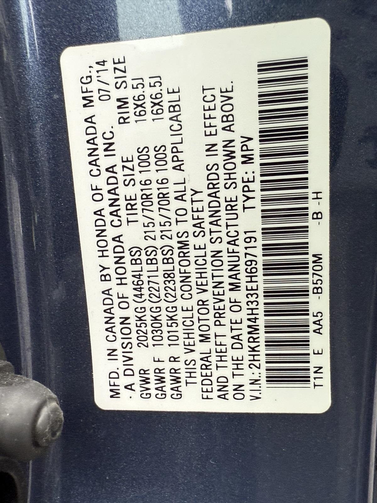 Honda CR-V LX 4WD 5-Speed AT 2014