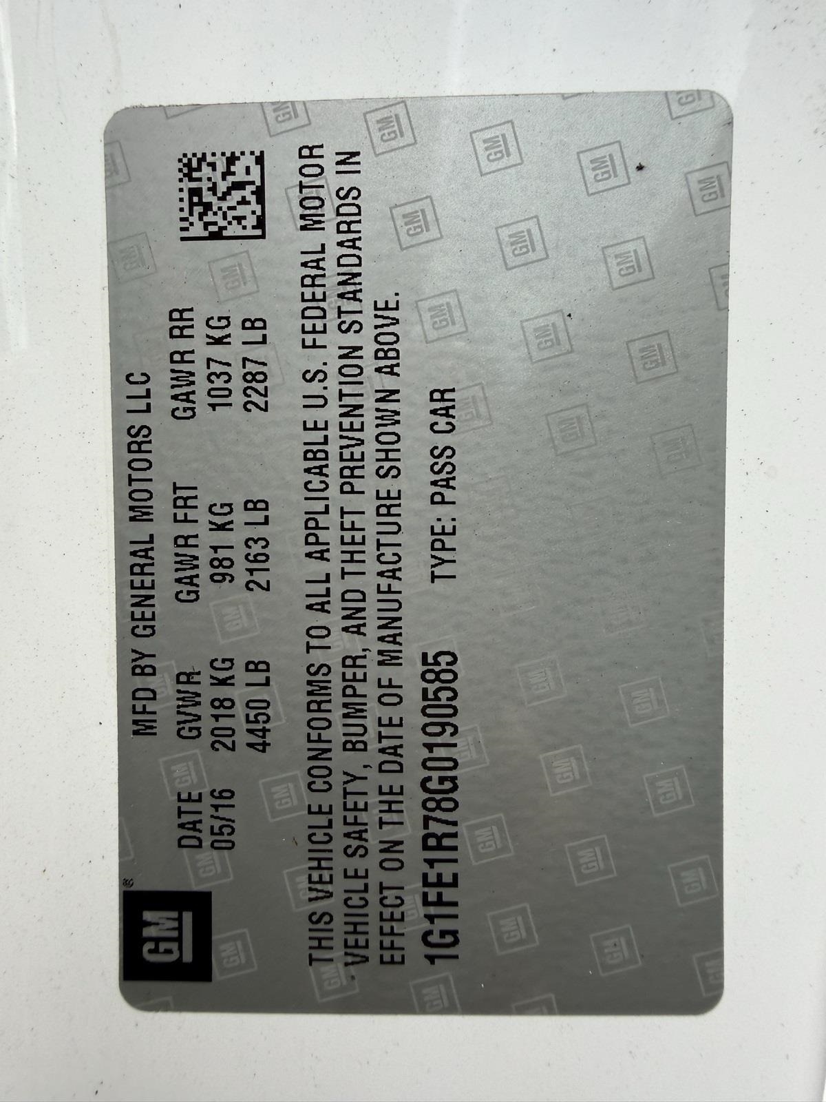 Chevrolet Camaro 1SS Coupe 2016