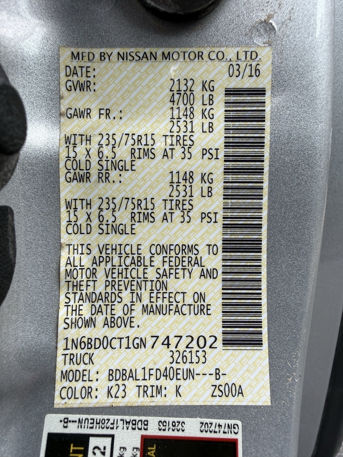 Nissan Frontier S King Cab I4 5MT 2WD 2016