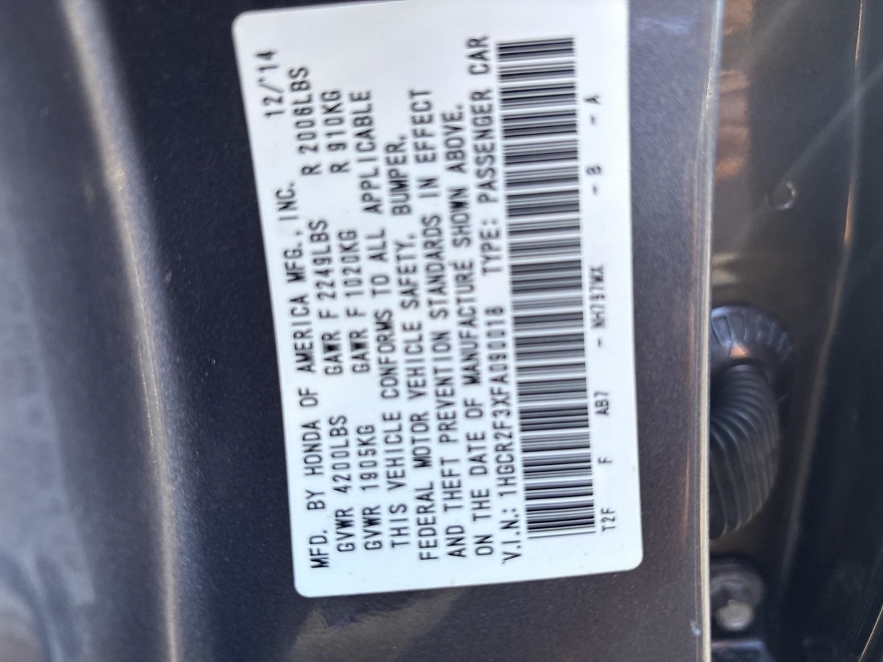 Honda Accord LX Sedan CVT 2015