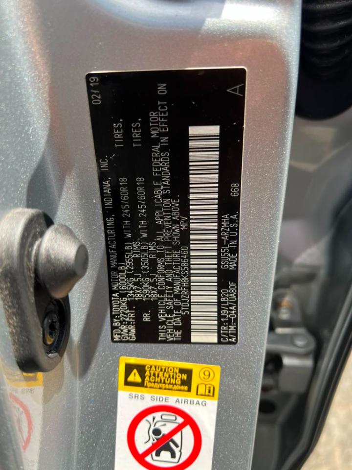 Toyota Highlander XLE AWD V6 2019