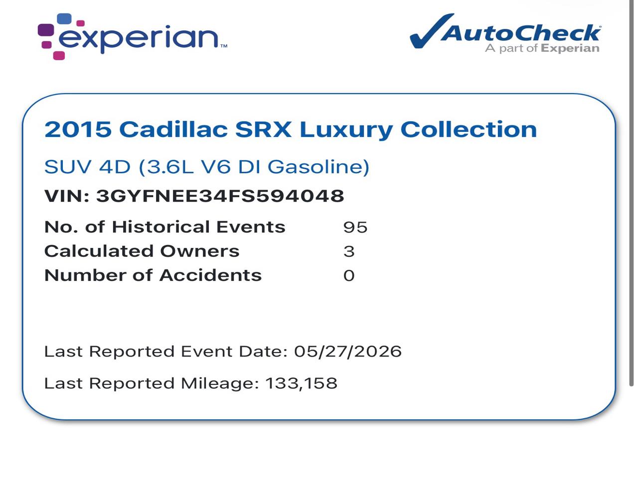 Cadillac SRX Luxury Collection AWD 2015