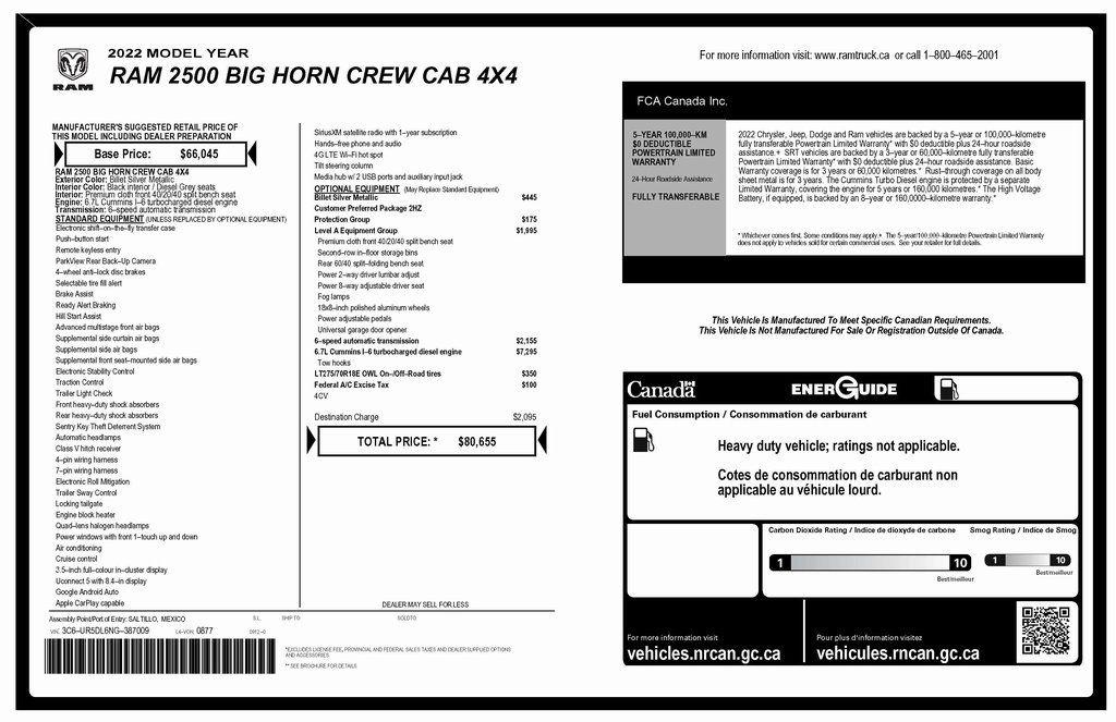 RAM 2500 Tradesman Crew Cab SWB 4WD 2022