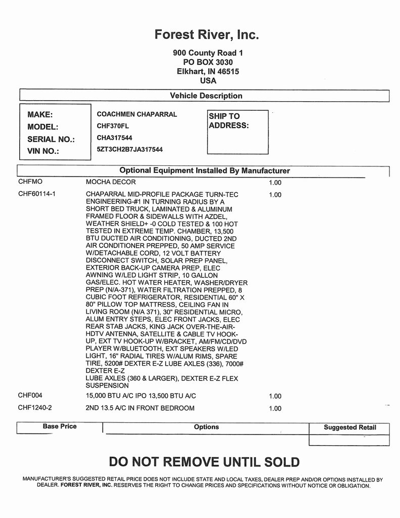 Forest River Chaparral  2018
