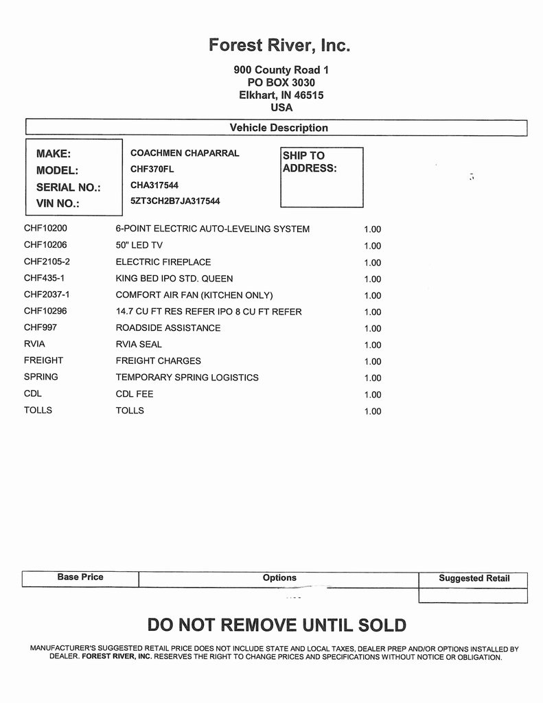 Forest River Chaparral  2018