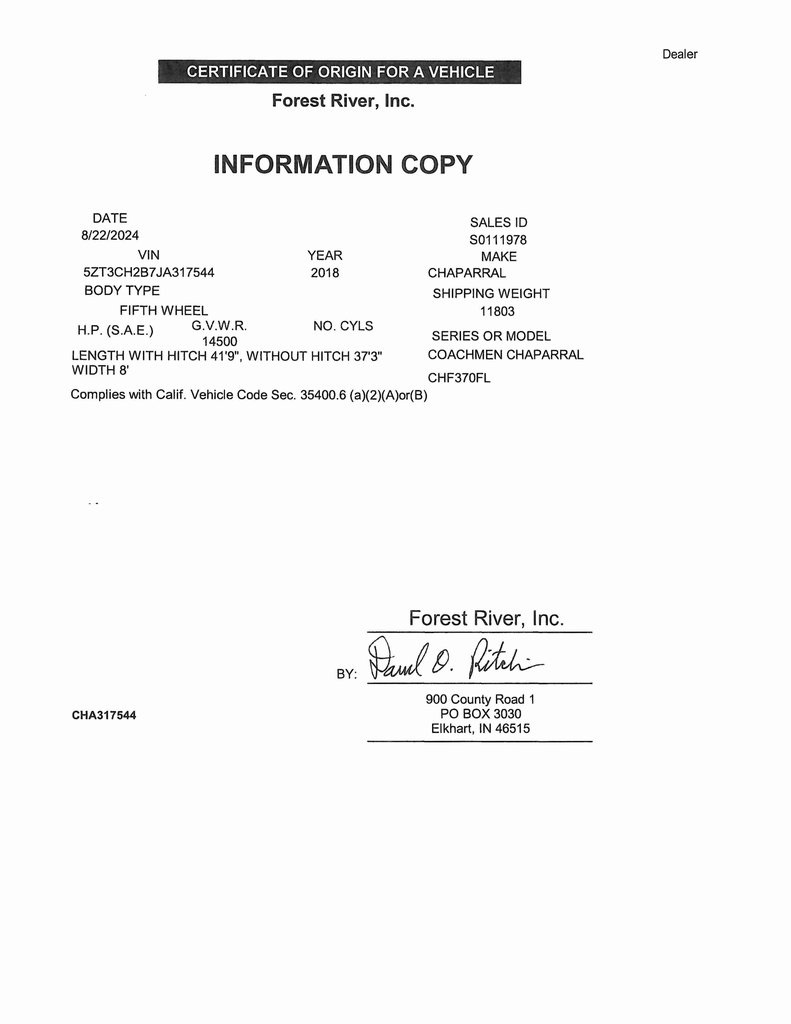 Forest River Chaparral  2018