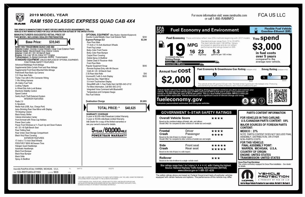 RAM 1500 Classic  2019
