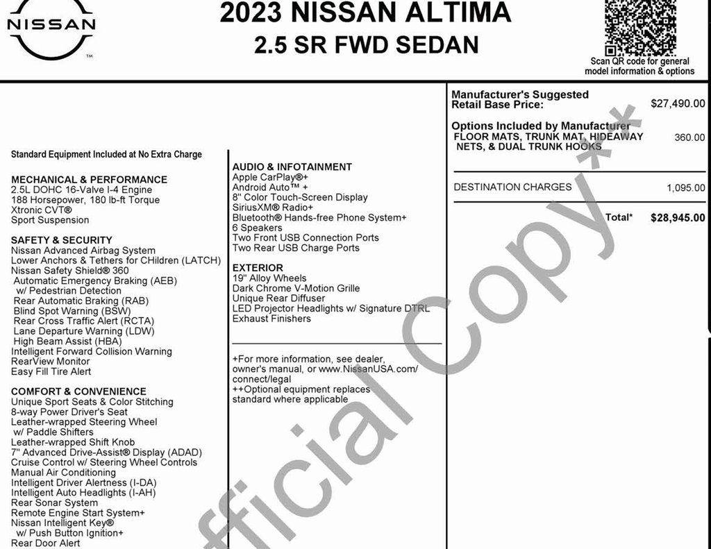 Nissan Altima 2.5 SR 2023