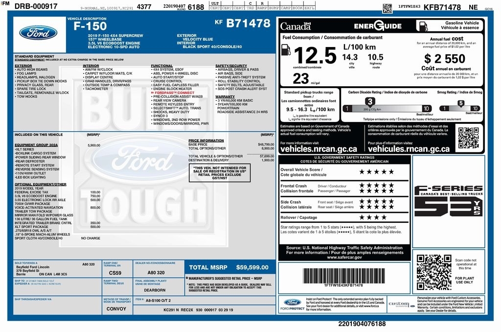 Ford F-150 XLT SuperCrew 6.5-ft. Bed 4WD 2019