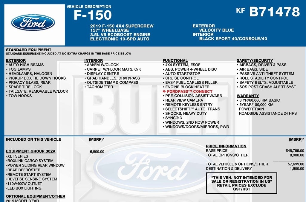 Ford F-150 XLT SuperCrew 6.5-ft. Bed 4WD 2019