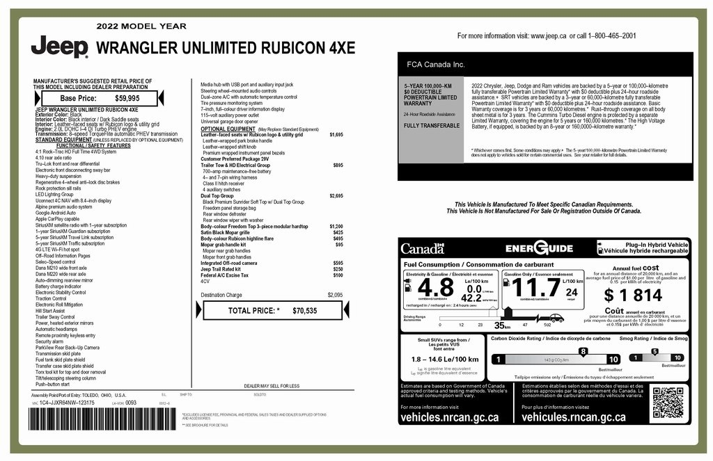 Jeep Wrangler 4xe Unlimited Rubicon 2022