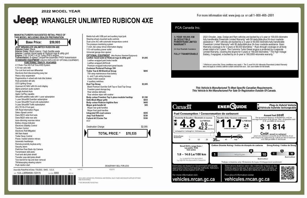 Jeep Wrangler 4xe Unlimited Rubicon 2022