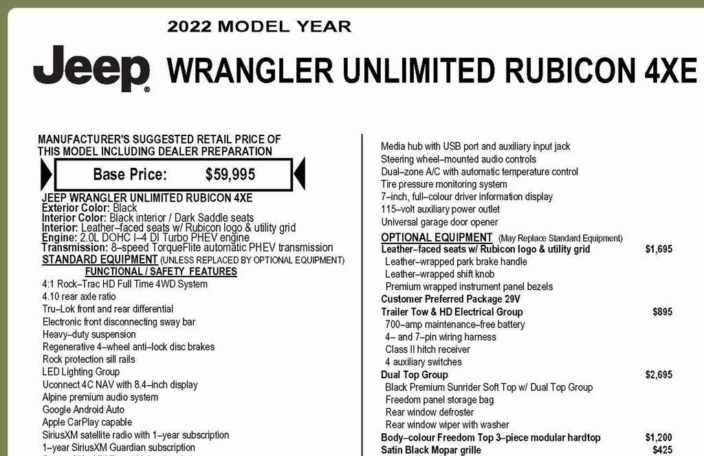 Jeep Wrangler 4xe Unlimited Rubicon 2022