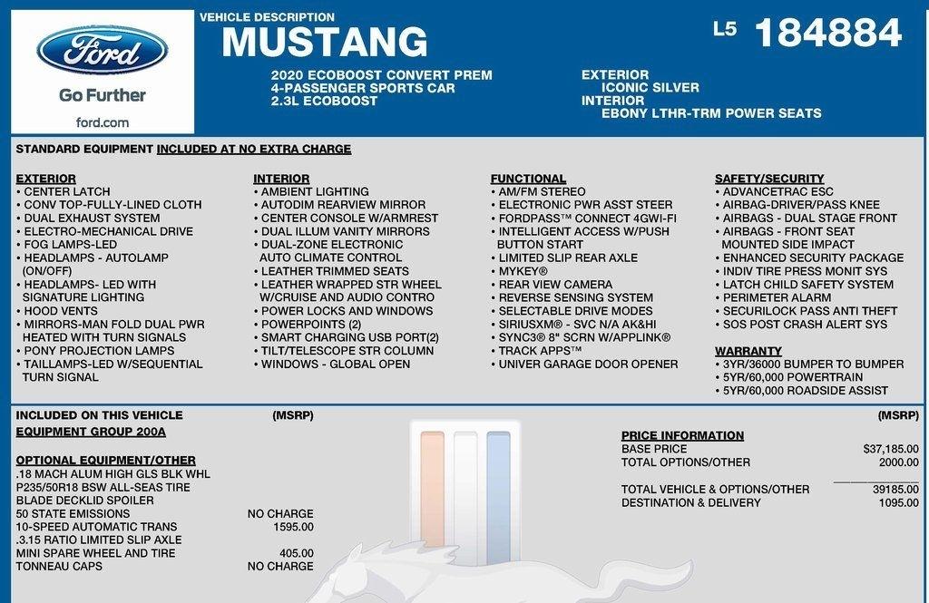 Ford Mustang EcoBoost Premium Convertible 2020