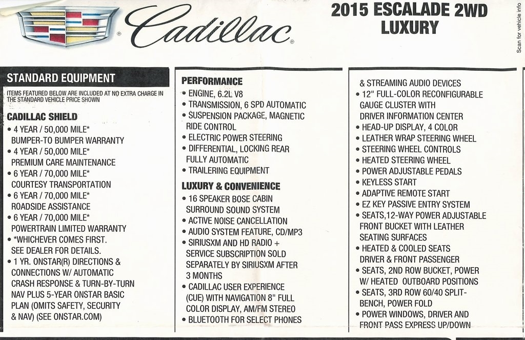 Cadillac Escalade Luxury 2WD 2015