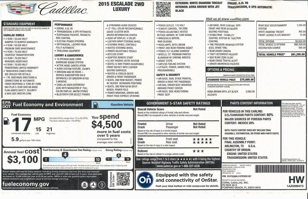 Cadillac Escalade Luxury 2WD 2015