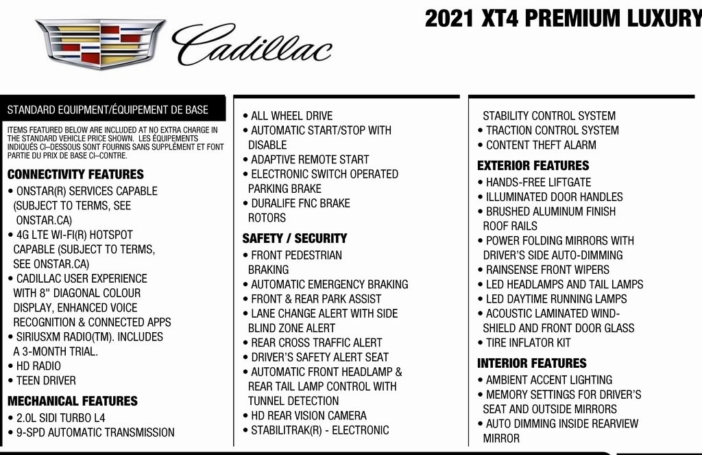 Cadillac XT4 Premium Luxury AWD 2021