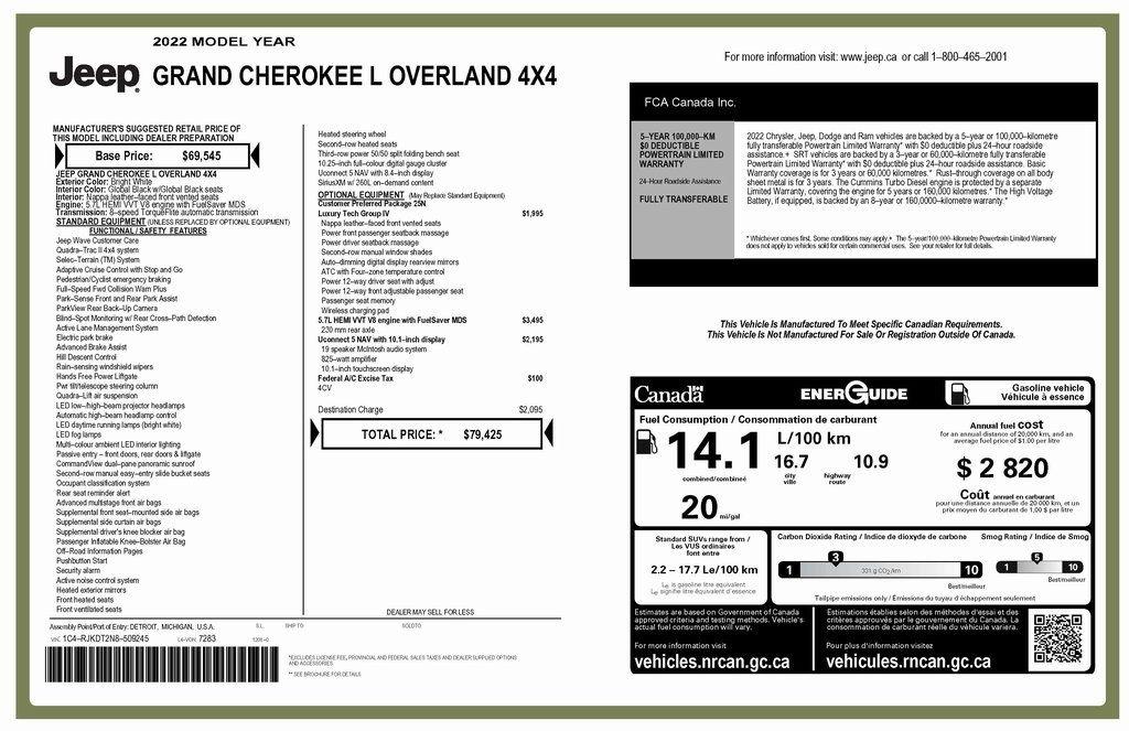 Jeep Grand Cherokee L Overland 4WD 2022