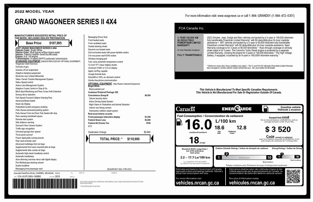 Jeep Grand Wagoneer Series II 4WD 2022