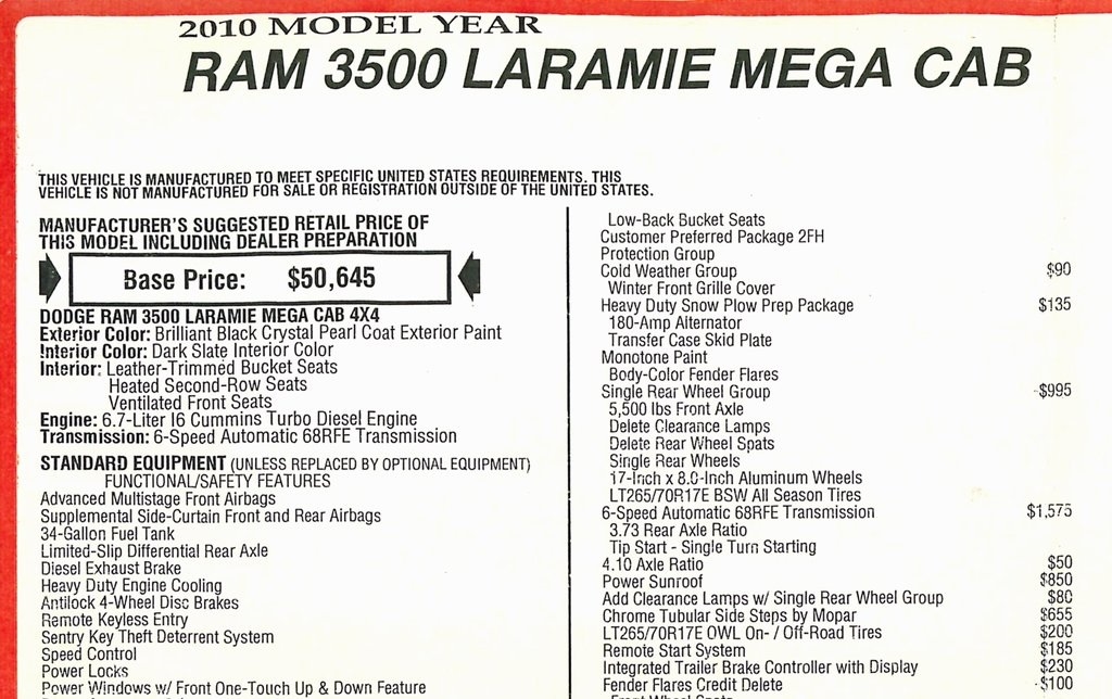 RAM 3500 Laramie Mega Cab 4WD 2010