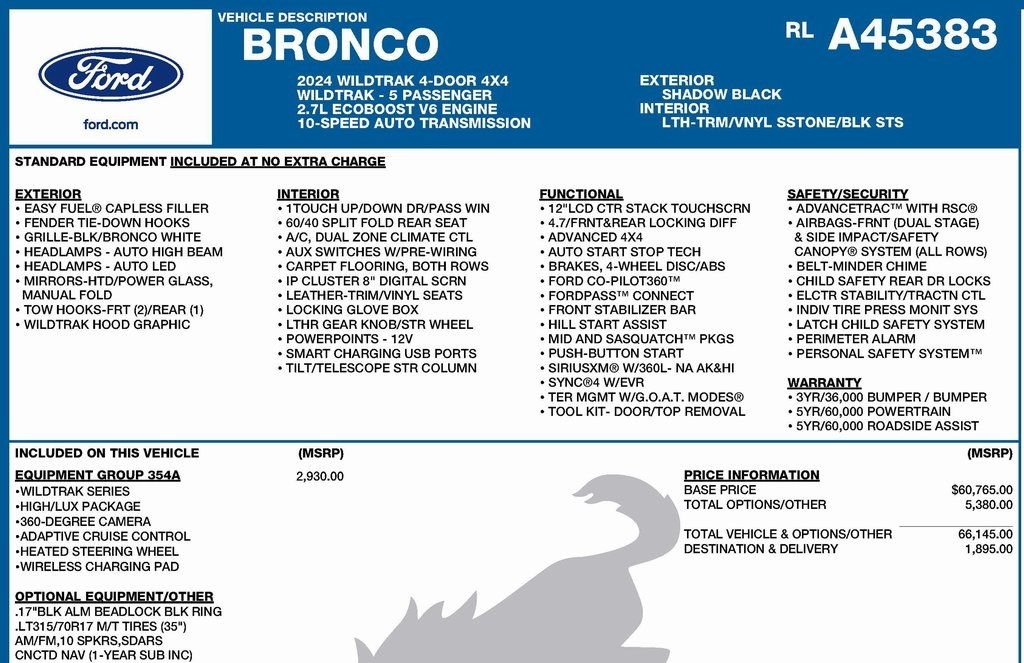 Ford Bronco Wildtrak 4-Door 2024